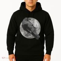 Full Moon Raven Bird Gift Scary Crow Hoodie thumb 2