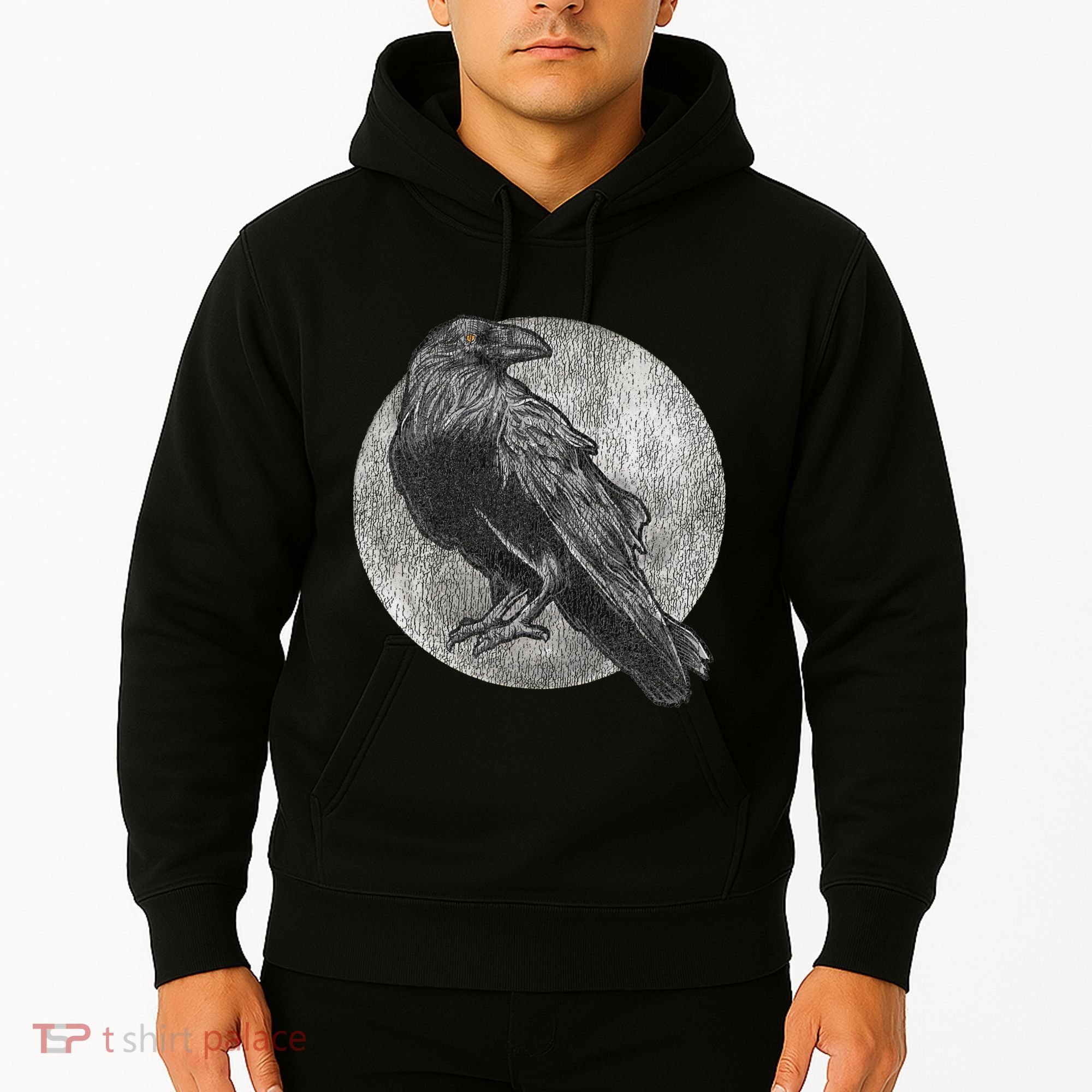 Full Moon Raven Bird Gift Scary Crow Hoodie