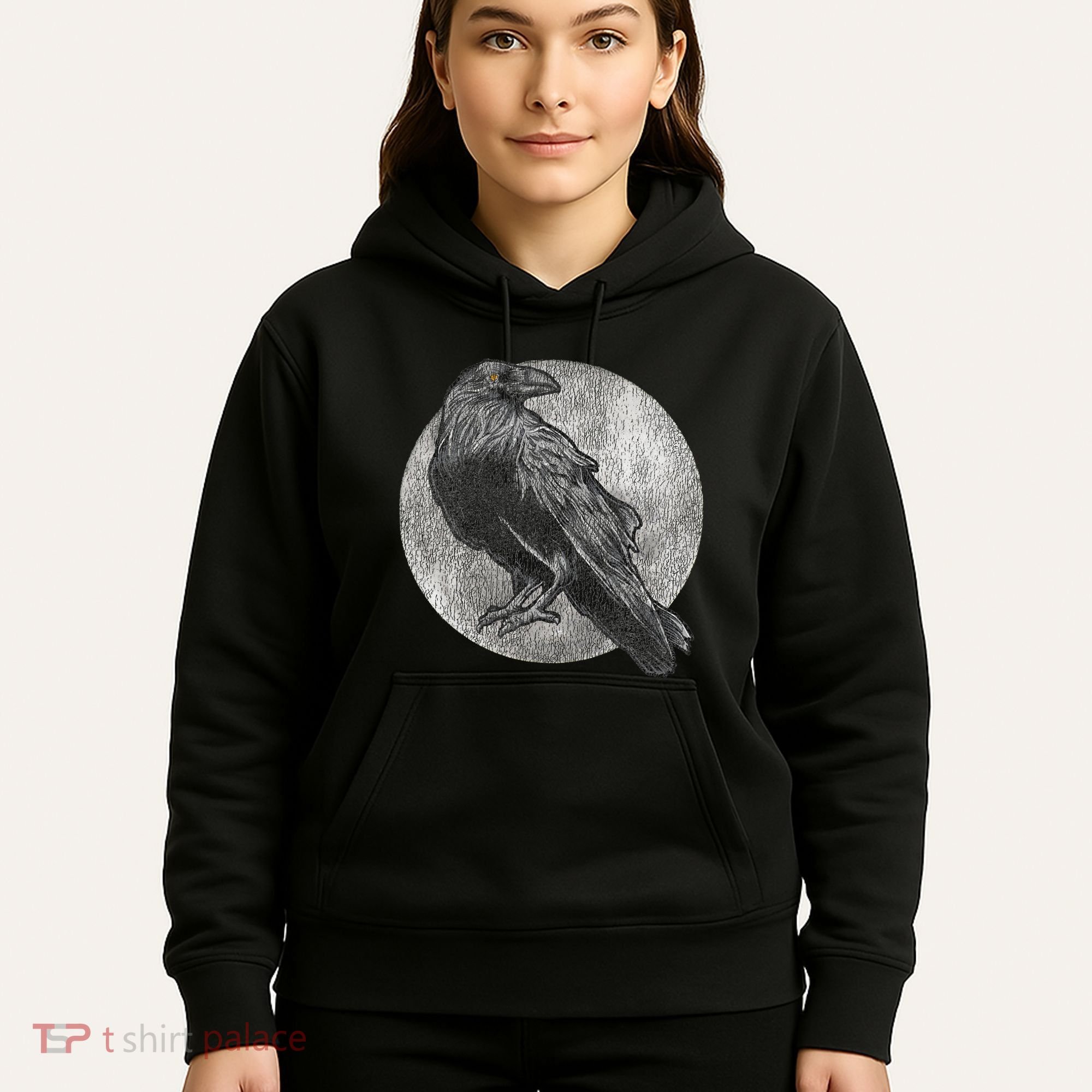 Full Moon Raven Bird Gift Scary Crow Hoodie