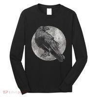 Full Moon Raven Bird Gift Scary Crow Long Sleeve Shirt thumb 0
