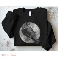 Full Moon Raven Bird Gift Scary Crow Sweatshirt thumb 2
