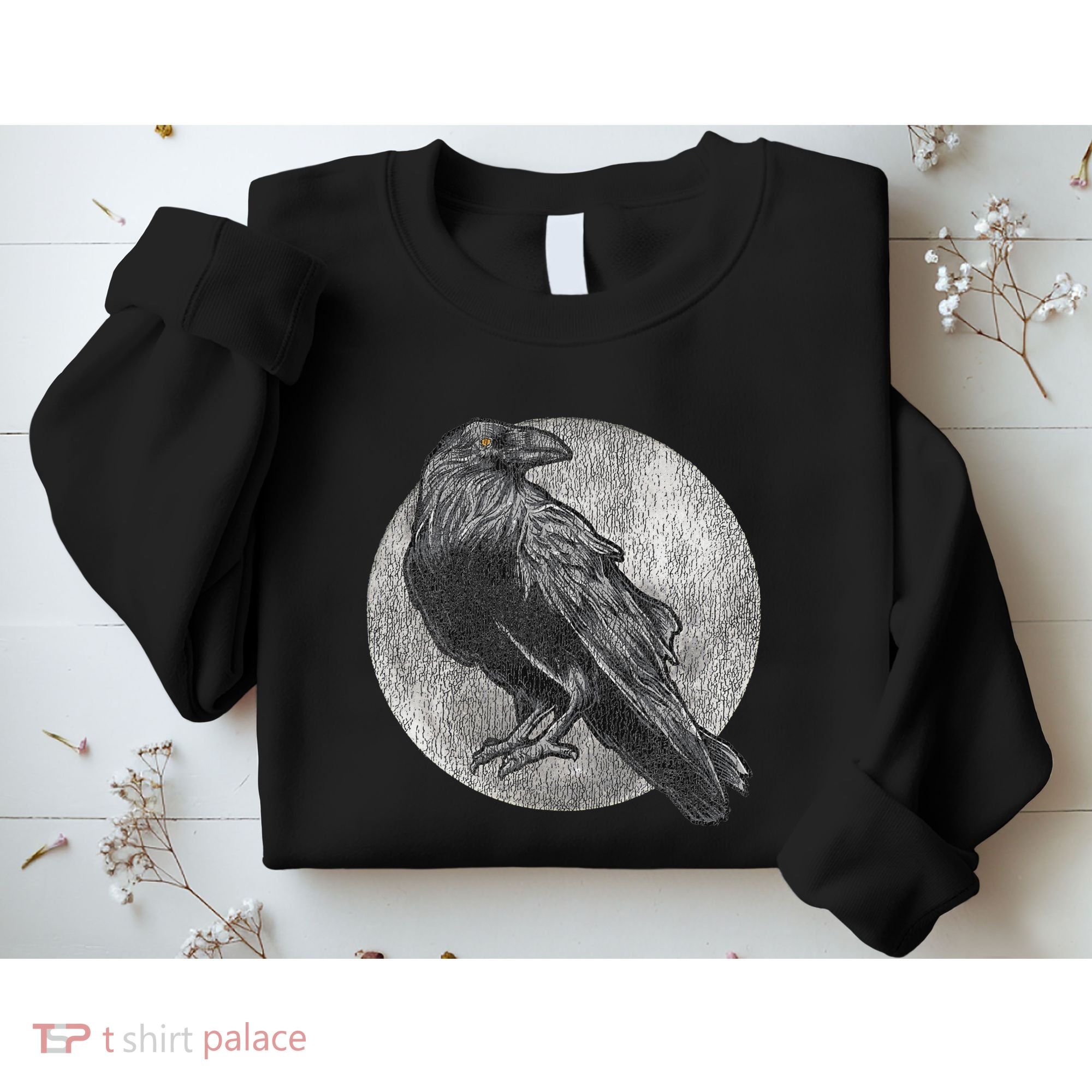 Full Moon Raven Bird Gift Scary Crow Sweatshirt