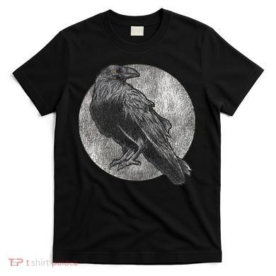Full Moon Raven Bird Gift Scary Crow T-Shirt