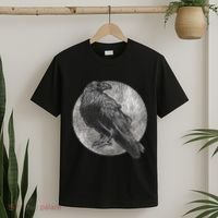 Full Moon Raven Bird Gift Scary Crow T-Shirt thumb 2