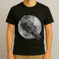 Full Moon Raven Bird Gift Scary Crow T-Shirt thumb 3