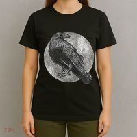 Full Moon Raven Bird Gift Scary Crow T-Shirt thumb 4