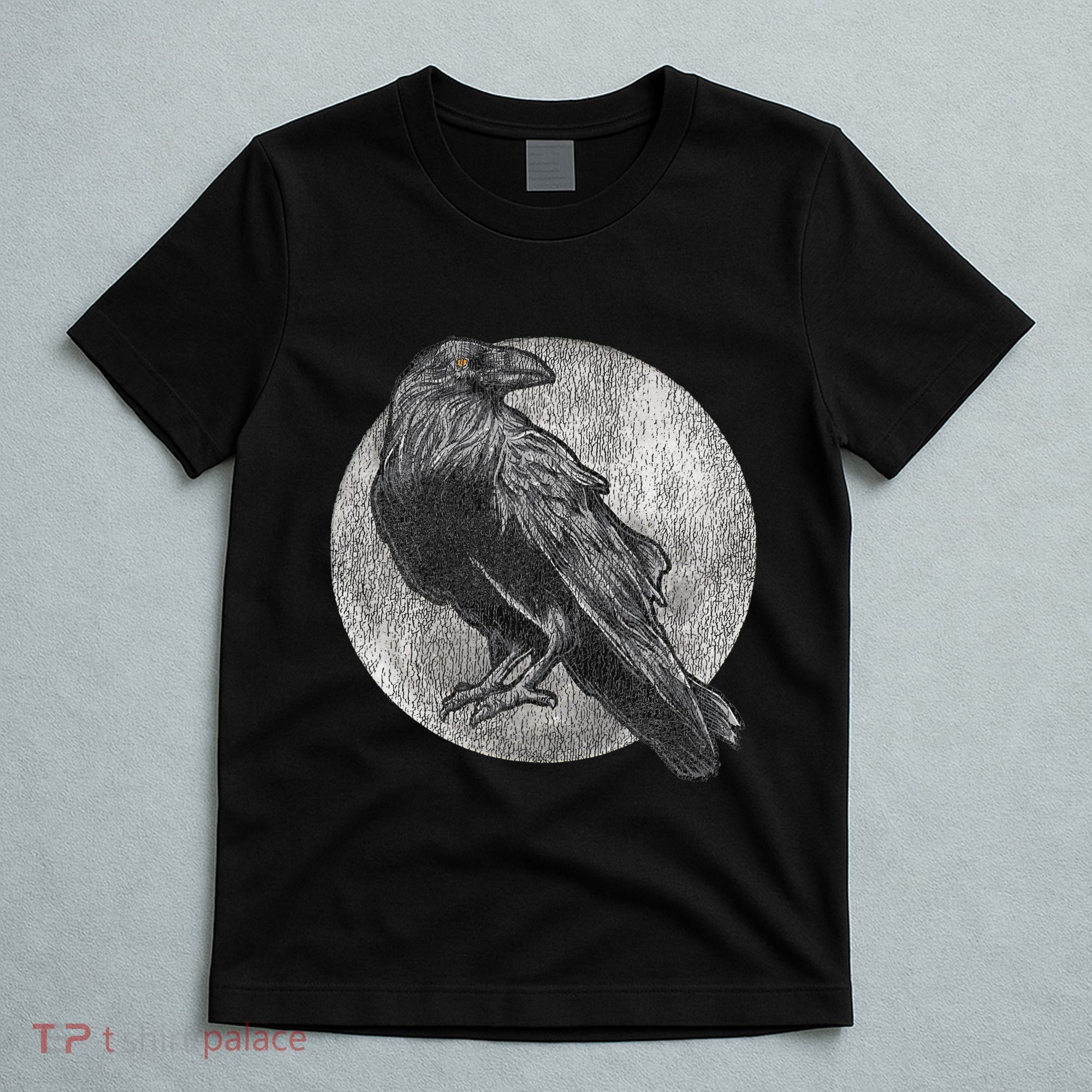Full Moon Raven Bird Gift Scary Crow T-Shirt