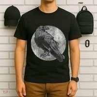 Full Moon Raven Bird Gift Scary Crow T-Shirt thumb 6