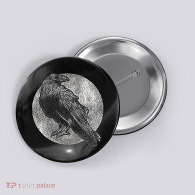 Full Moon Raven Bird Gift Scary Crow Button