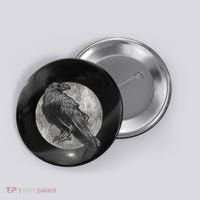 Full Moon Raven Bird Gift Scary Crow Button thumb 0