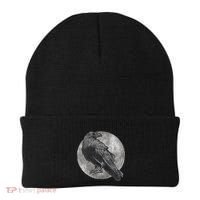 Full Moon Raven Bird Gift Scary Crow Beanie thumb 0