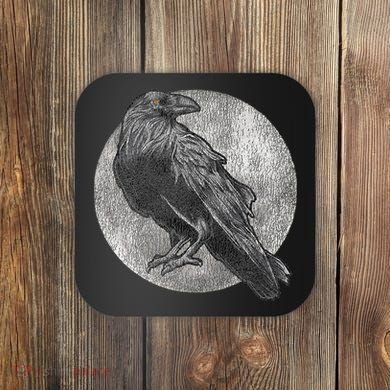 Full Moon Raven Bird Gift Scary Crow Coaster