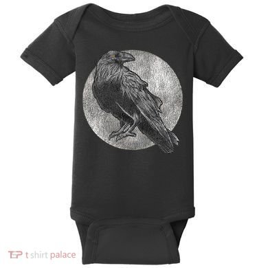 Full Moon Raven Bird Gift Scary Crow Baby Bodysuit