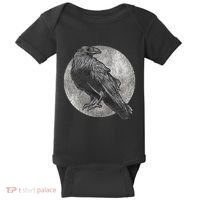 Full Moon Raven Bird Gift Scary Crow Baby Bodysuit thumb 0