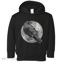 Full Moon Raven Bird Gift Scary Crow Toddler Hoodie thumb 0