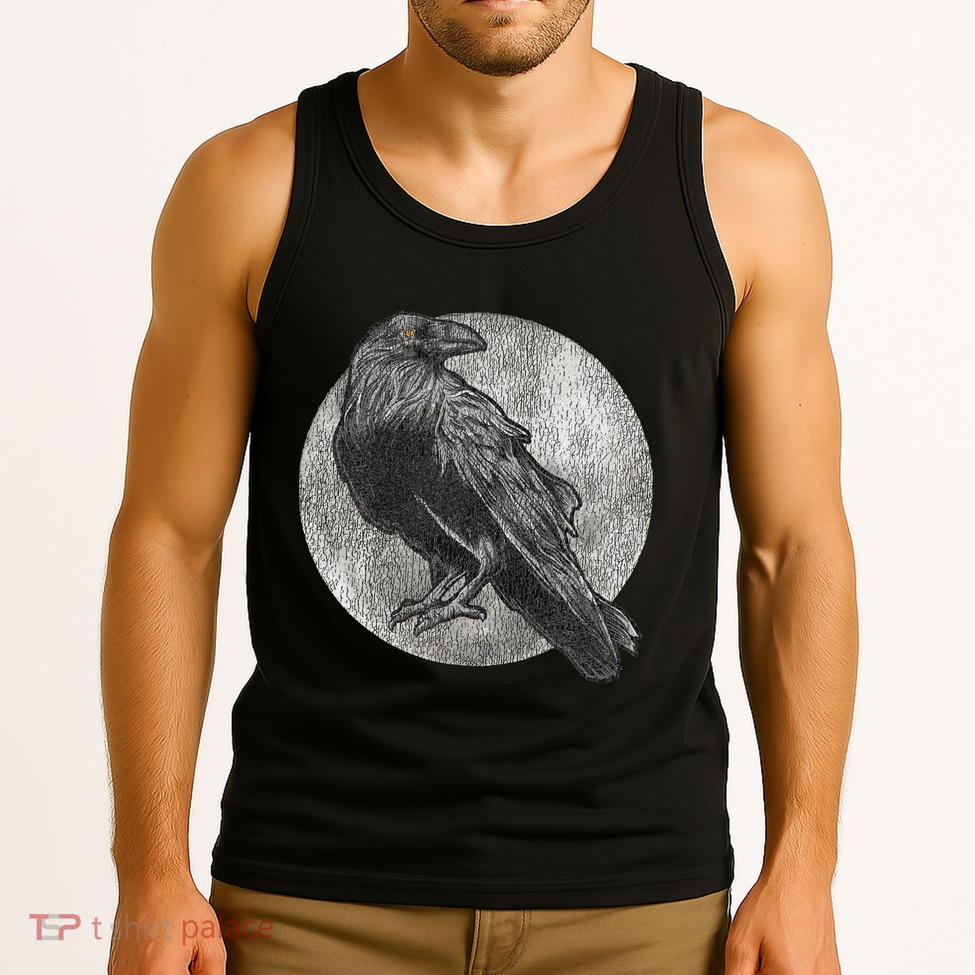 Full Moon Raven Bird Gift Scary Crow Tank Top