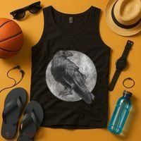 Full Moon Raven Bird Gift Scary Crow Tank Top thumb 4