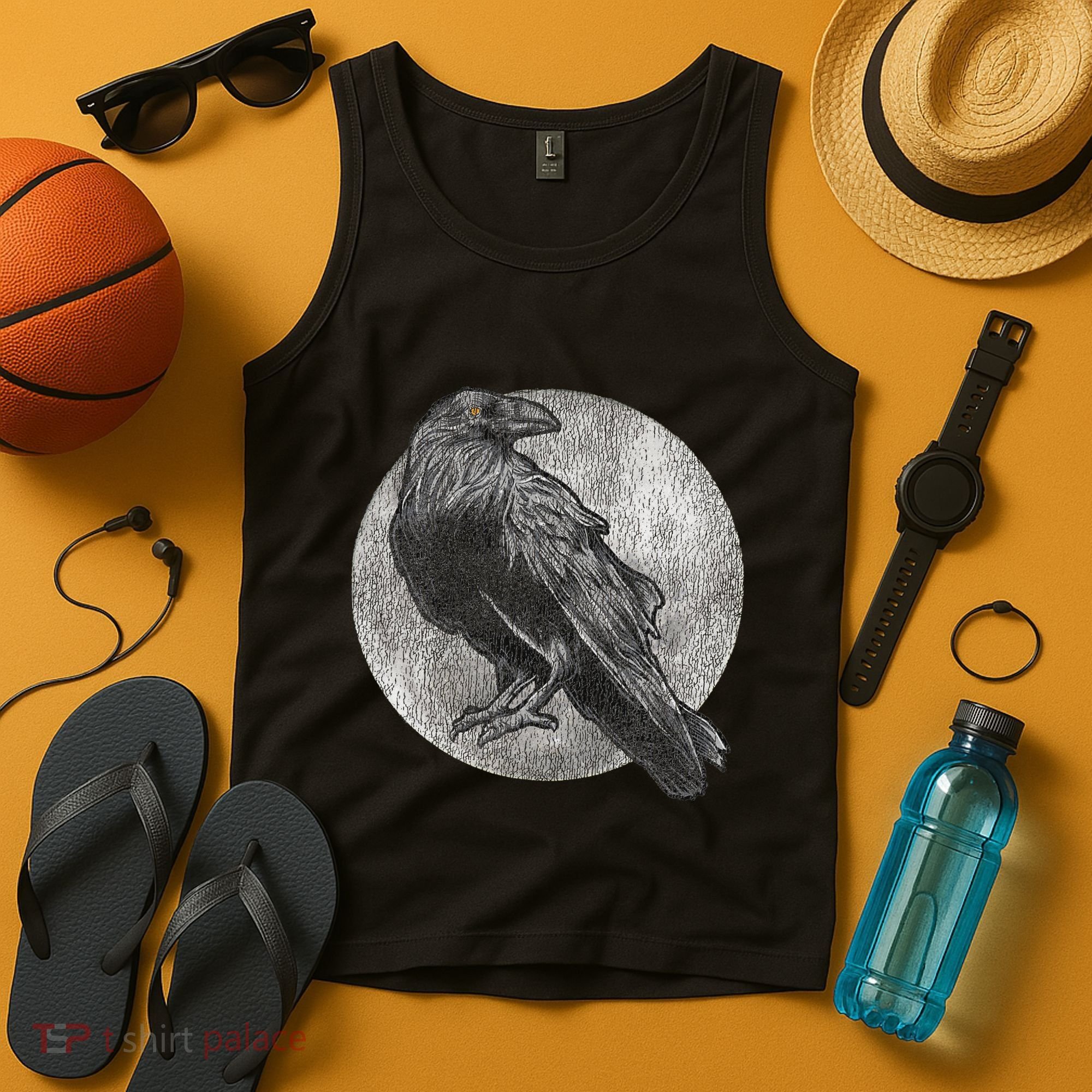 Full Moon Raven Bird Gift Scary Crow Tank Top