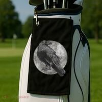 Full Moon Raven Bird Gift Scary Crow Golf Towel thumb 2