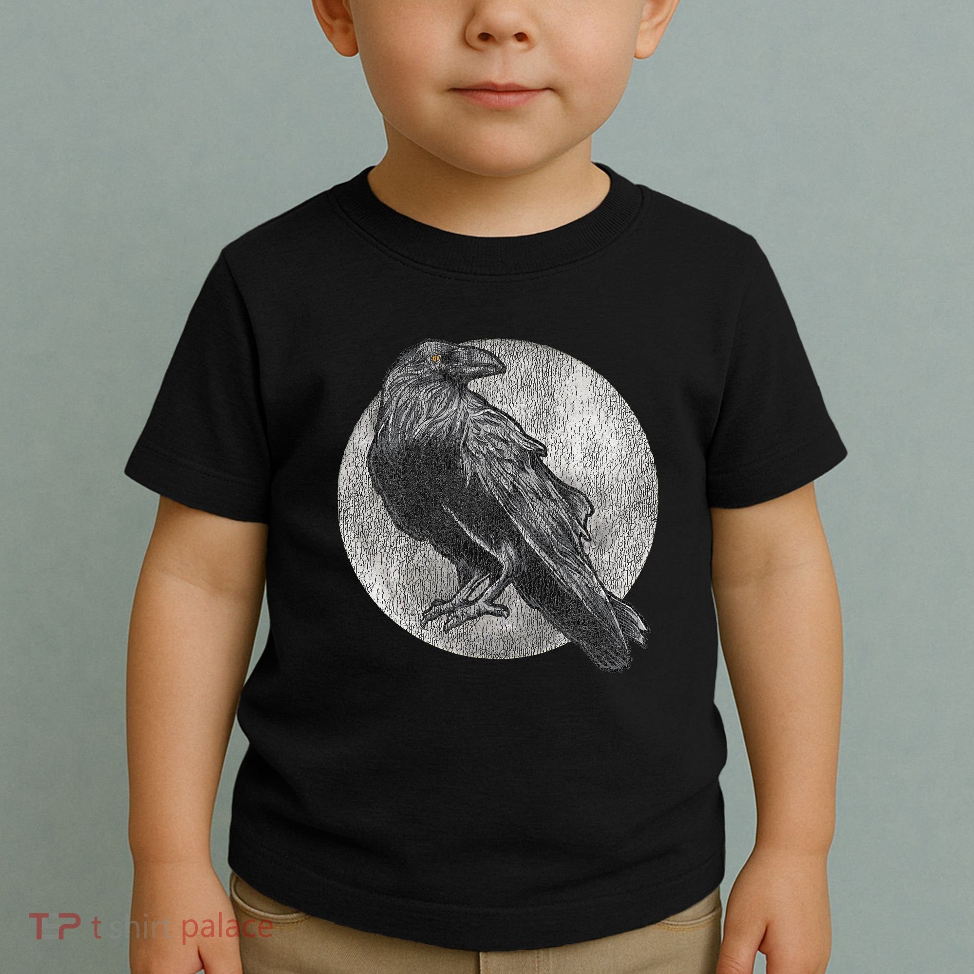 Full Moon Raven Bird Gift Scary Crow Toddler T-Shirt