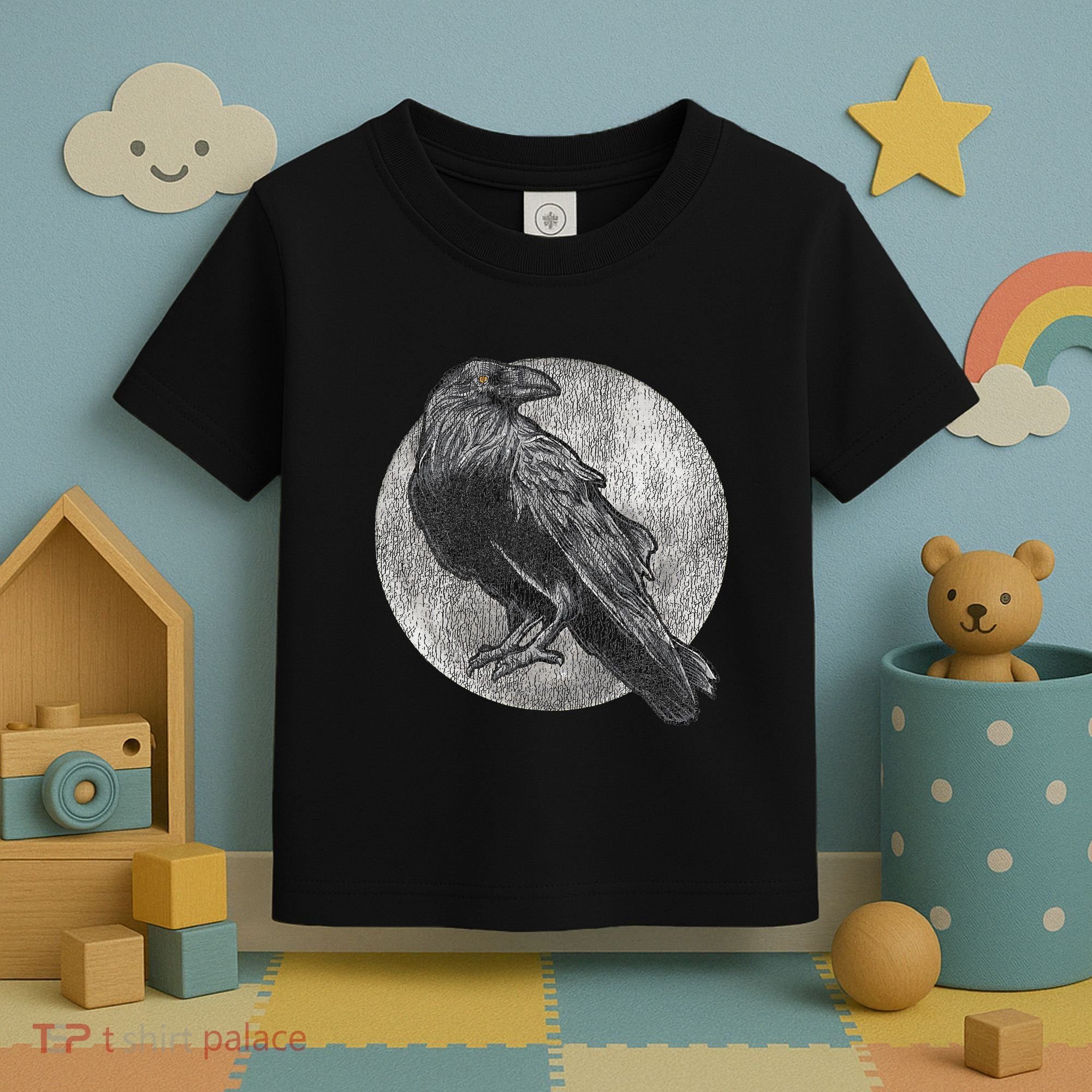 Full Moon Raven Bird Gift Scary Crow Toddler T-Shirt
