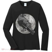 Full Moon Raven Bird Gift Scary Crow Women's Long Sleeve Shirt thumb 0