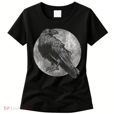 Full Moon Raven Bird Gift Scary Crow Women's T-Shirt