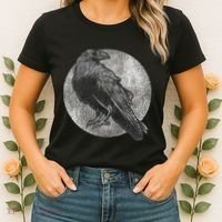 Full Moon Raven Bird Gift Scary Crow Women's T-Shirt thumb 2