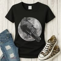 Full Moon Raven Bird Gift Scary Crow Women's T-Shirt thumb 3