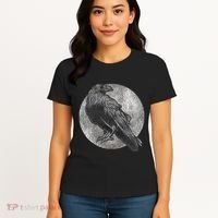 Full Moon Raven Bird Gift Scary Crow Women's T-Shirt thumb 4