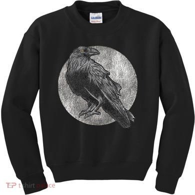 Full Moon Raven Bird Gift Scary Crow Kids Sweatshirt