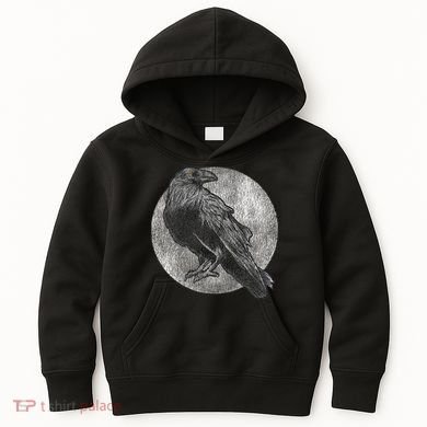 Full Moon Raven Bird Gift Scary Crow Kids Hoodie