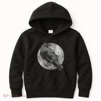 Full Moon Raven Bird Gift Scary Crow Kids Hoodie thumb 0