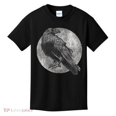 Full Moon Raven Bird Gift Scary Crow Kids T-Shirt