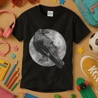 Full Moon Raven Bird Gift Scary Crow Kids T-Shirt thumb 3