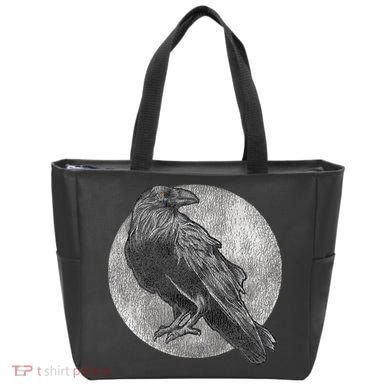 Full Moon Raven Bird Gift Scary Crow Tote Bag