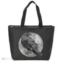 Full Moon Raven Bird Gift Scary Crow Tote Bag thumb 0