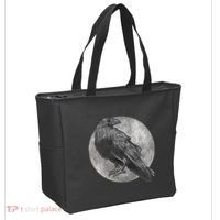 Full Moon Raven Bird Gift Scary Crow Tote Bag thumb 2