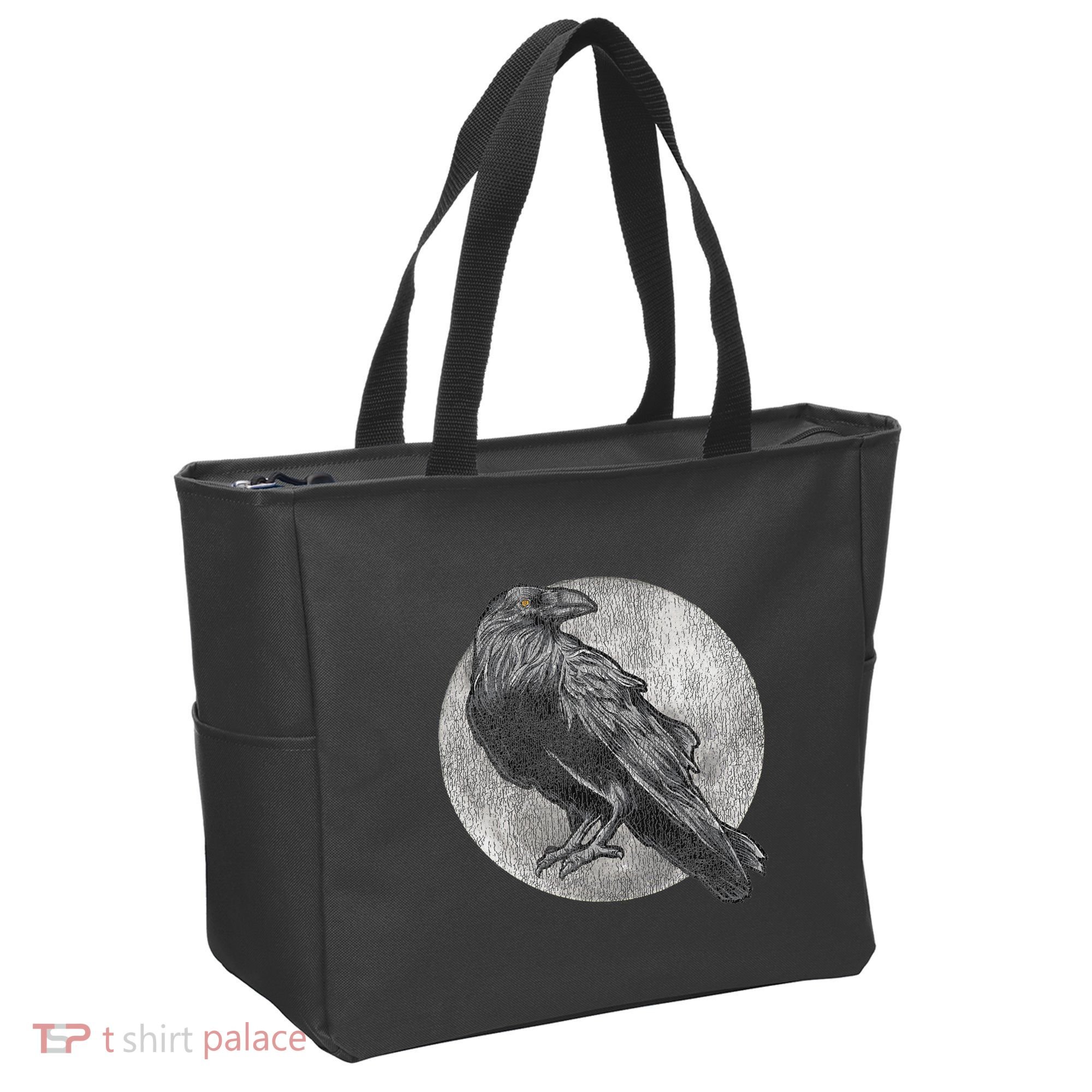 Full Moon Raven Bird Gift Scary Crow Tote Bag
