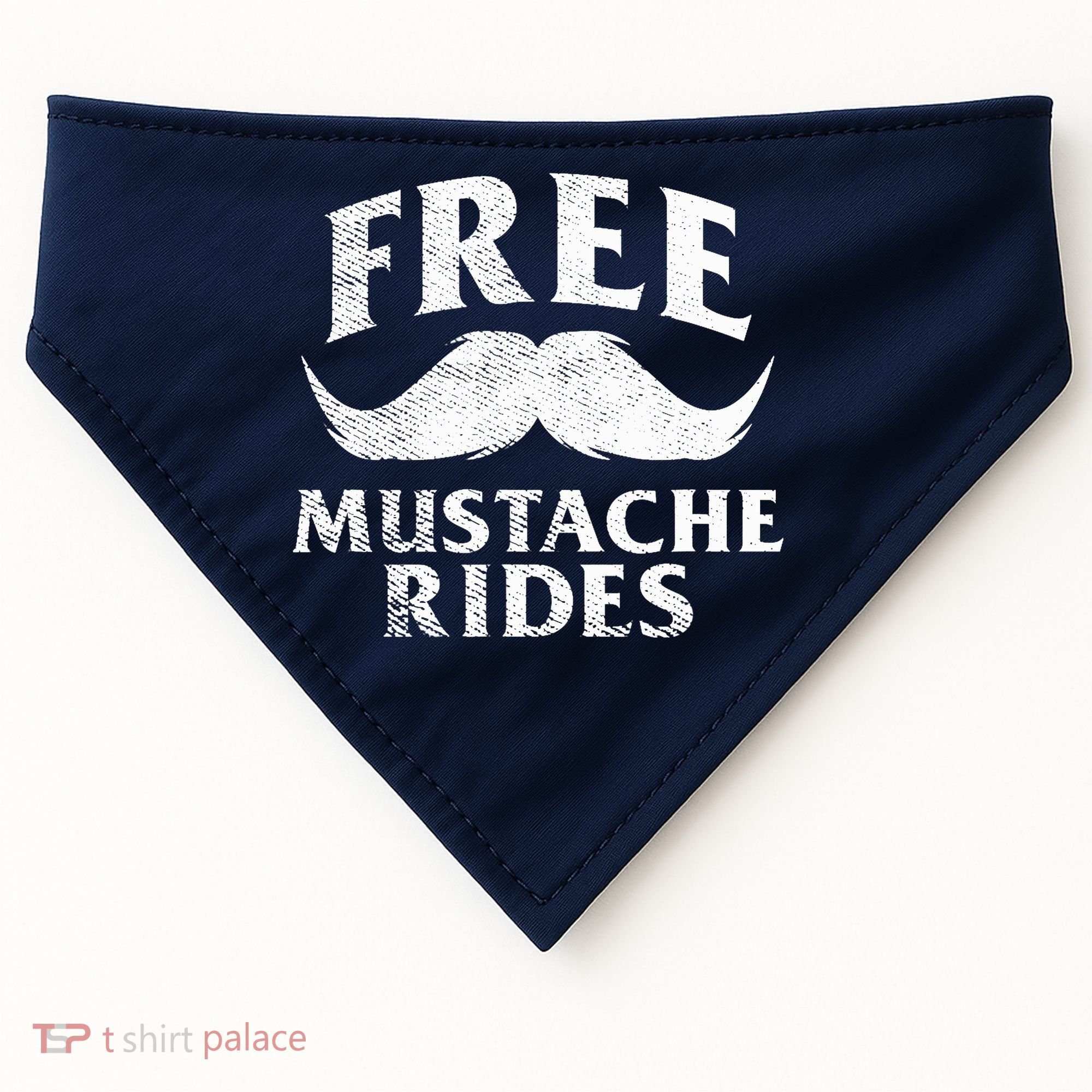 Free Mustache Rides Funny USA-Made Doggie Bandana
