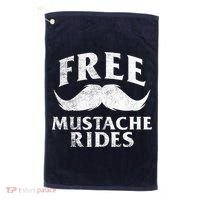 Free Mustache Rides Funny Golf Towel thumb 0
