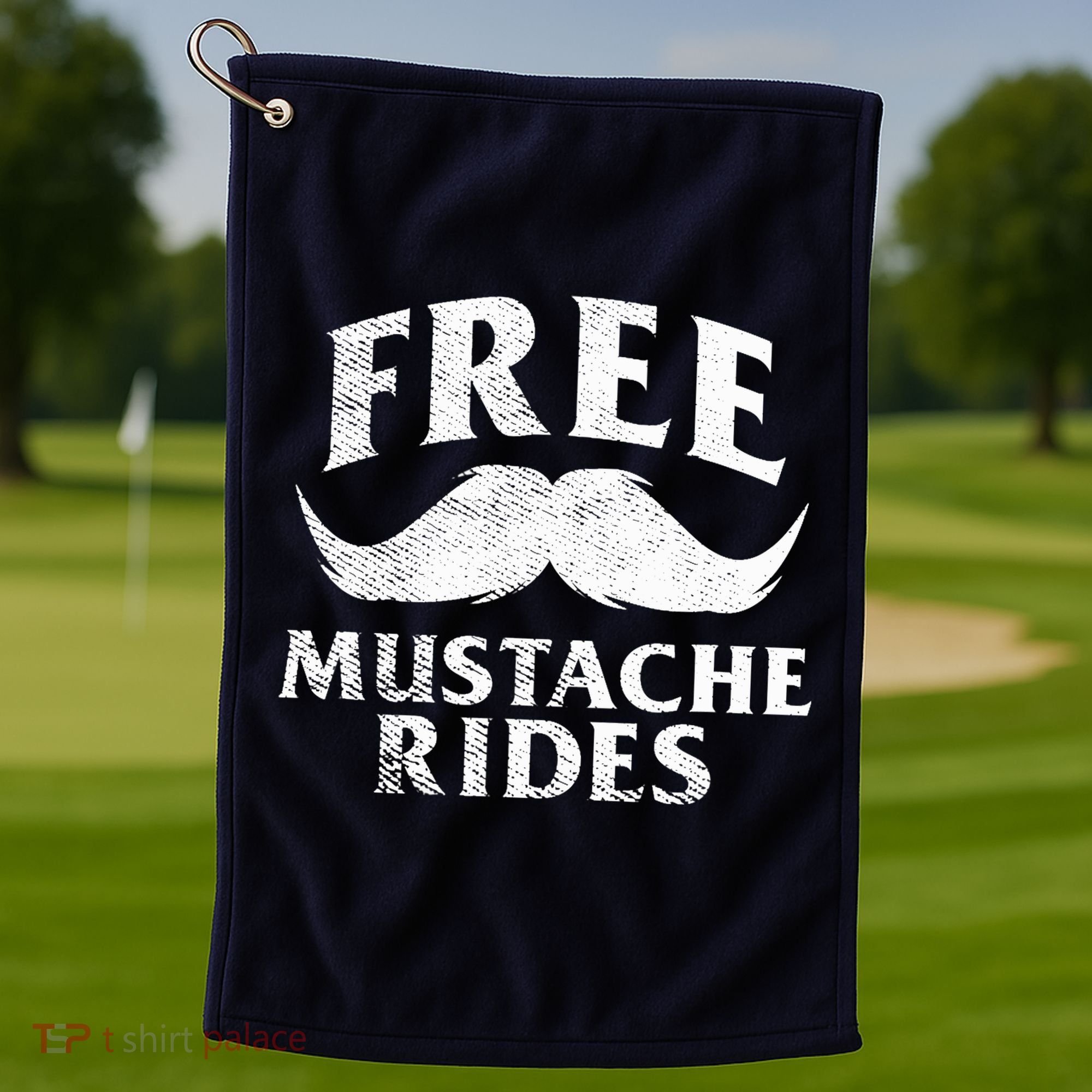 Free Mustache Rides Funny Golf Towel