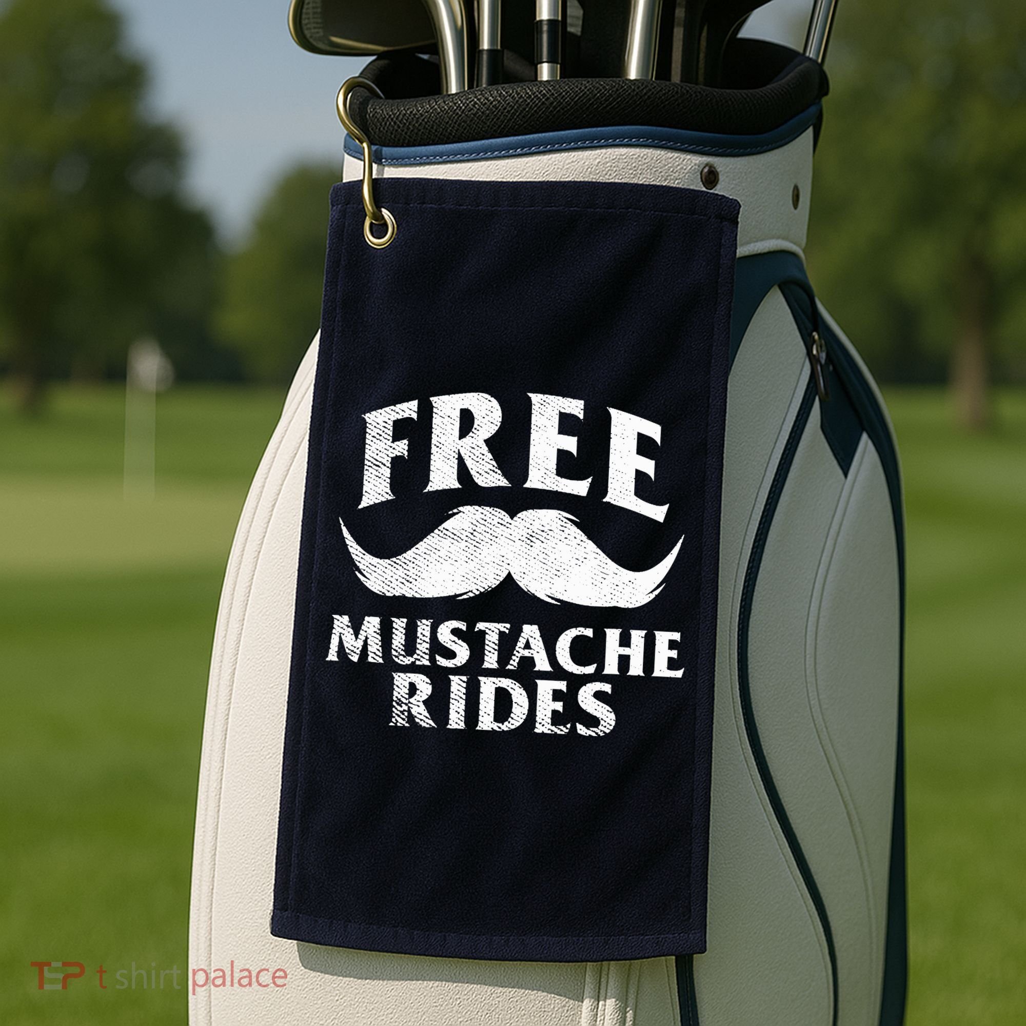 Free Mustache Rides Funny Golf Towel