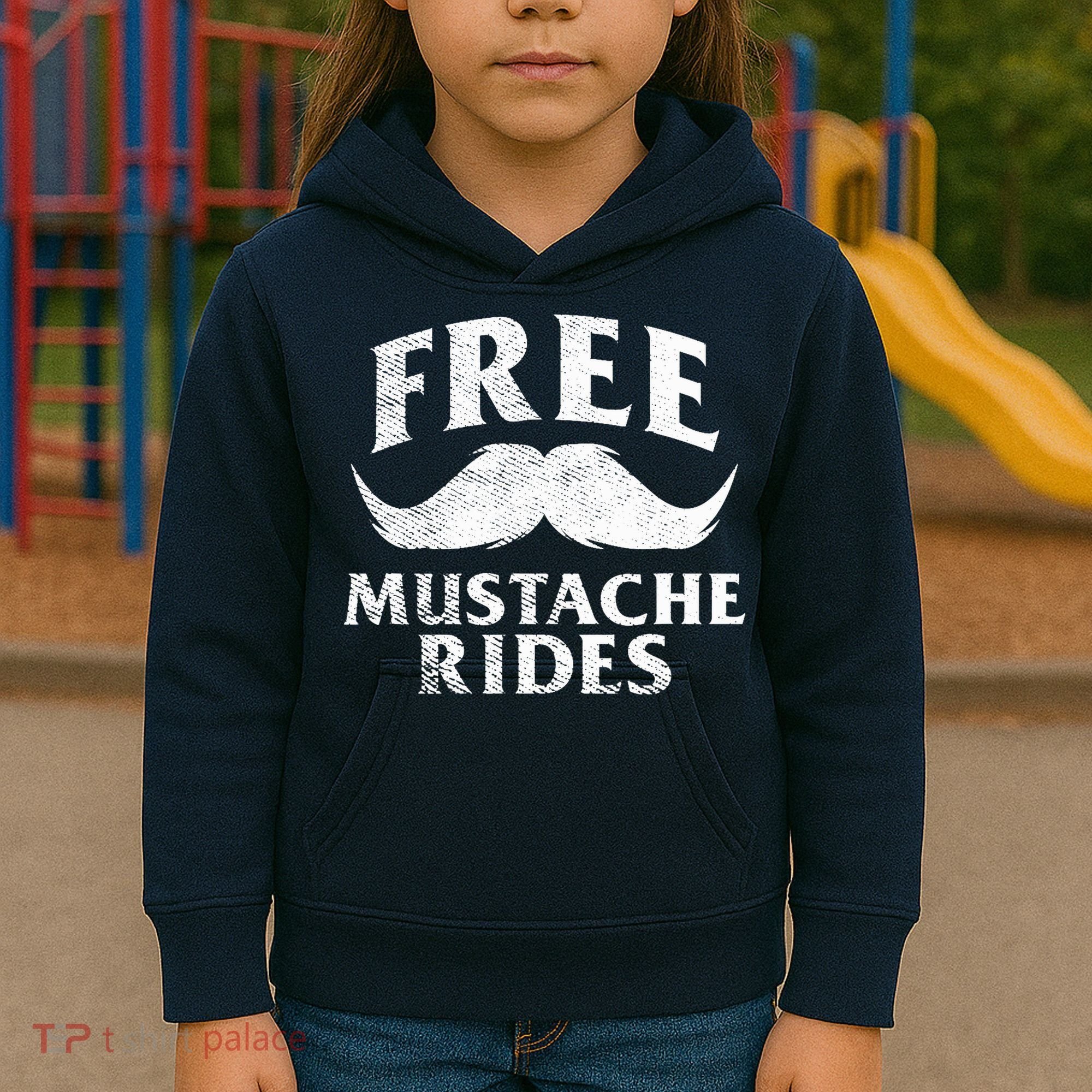 Free Mustache Rides Funny Kids Hoodie