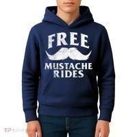 Free Mustache Rides Funny Kids Hoodie thumb 4