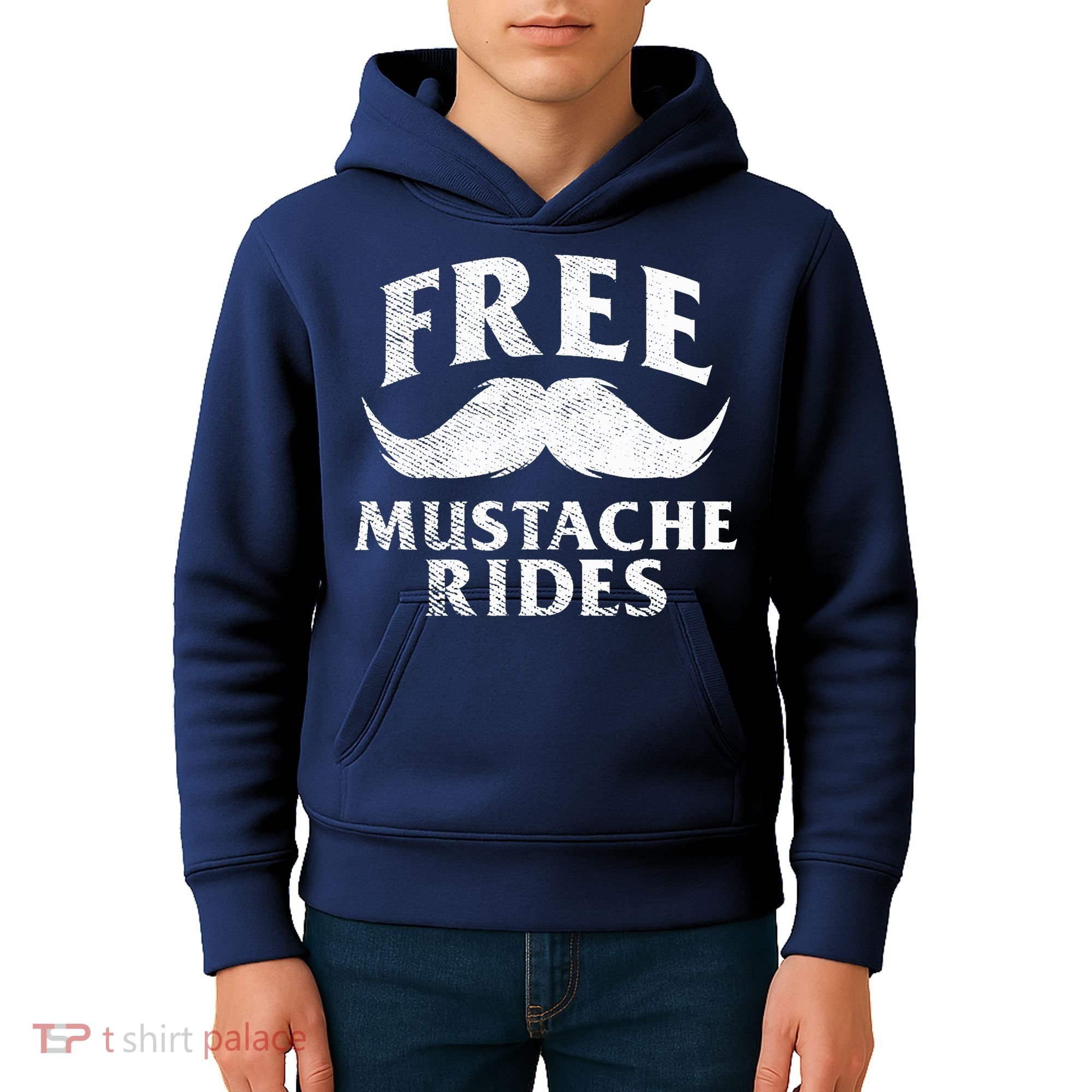 Free Mustache Rides Funny Kids Hoodie