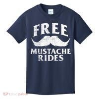 Free Mustache Rides Funny Kids T-Shirt thumb 0