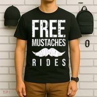 Free Mustache Rides Funny T-Shirt thumb 6