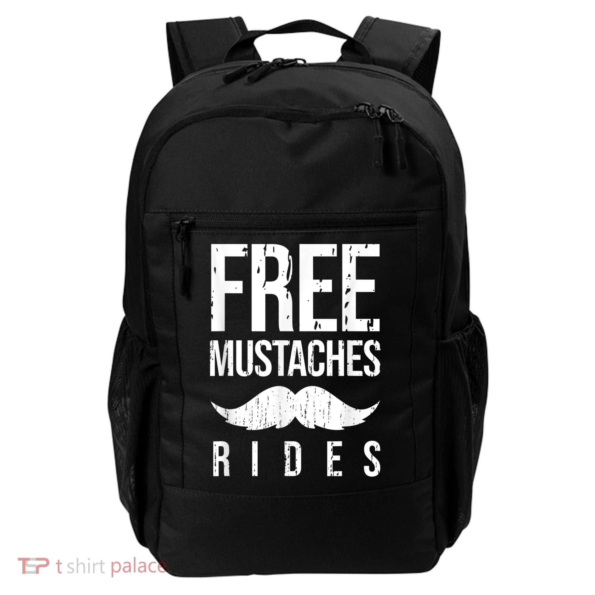 Free Mustache Rides Funny Backpack