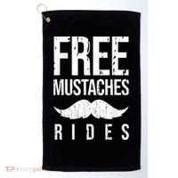 Free Mustache Rides Funny Golf Towel thumb 0
